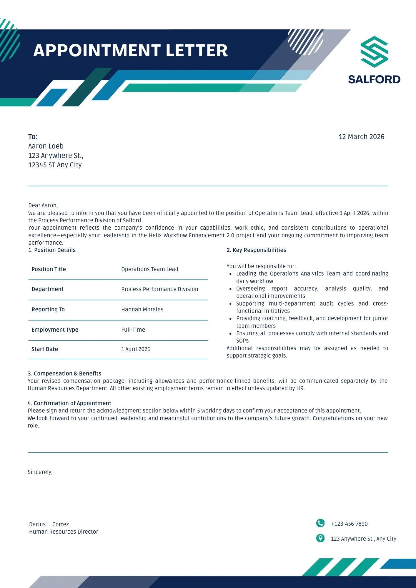 Sample Appointment Letter